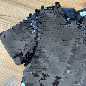 A New Day Metallic Sequin Short Sleeve Top Women Medium